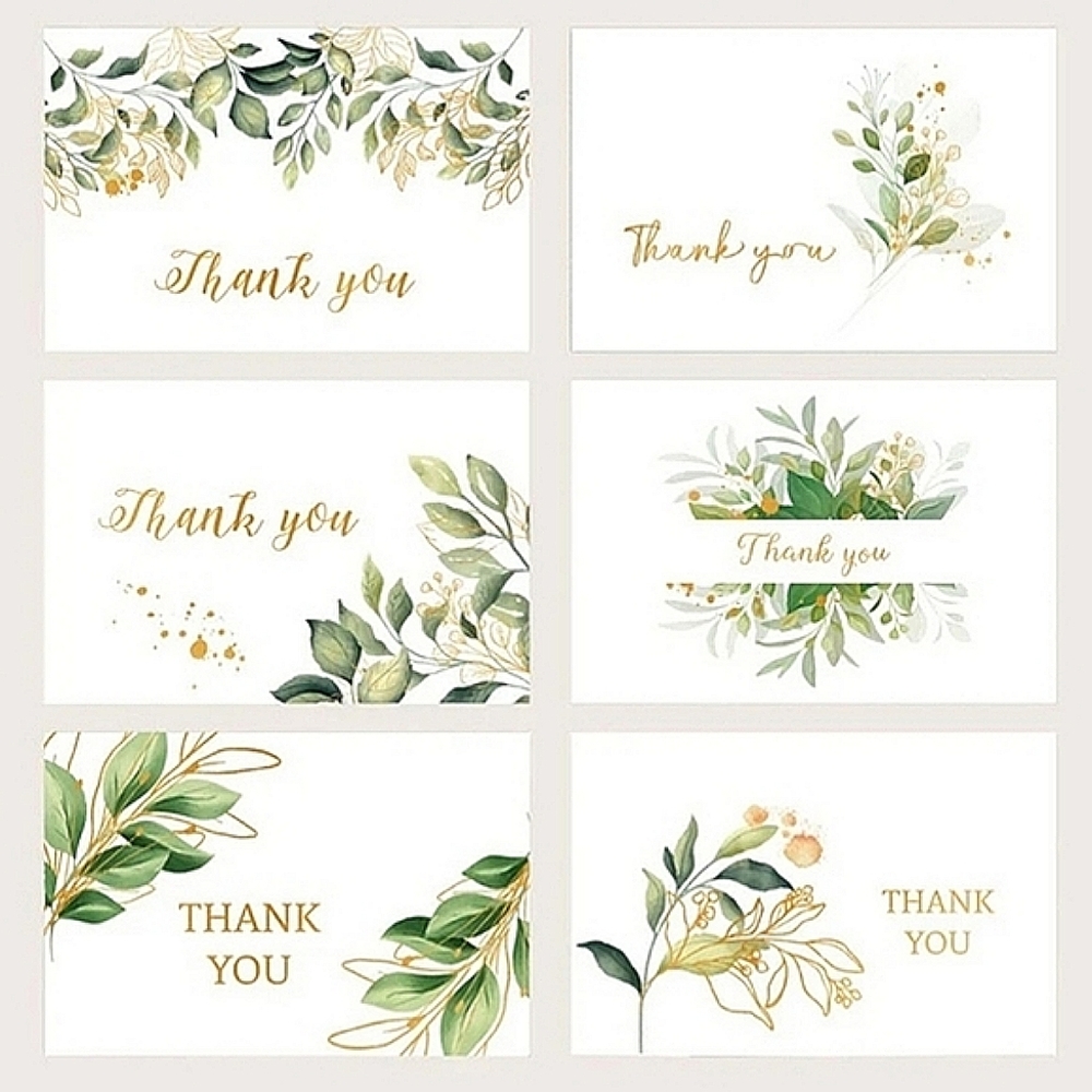 6pcs Floral Print Thank You Cards With Envelopes